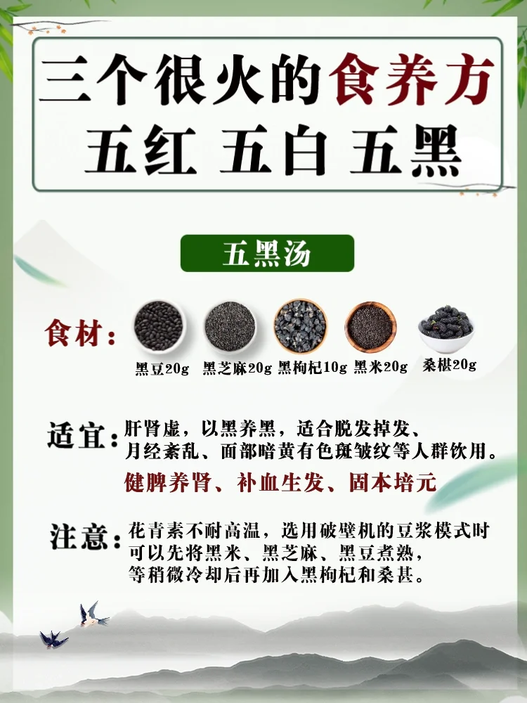 🔥三个超火的食养汤｜五红、五白、五黑 ❗️很全