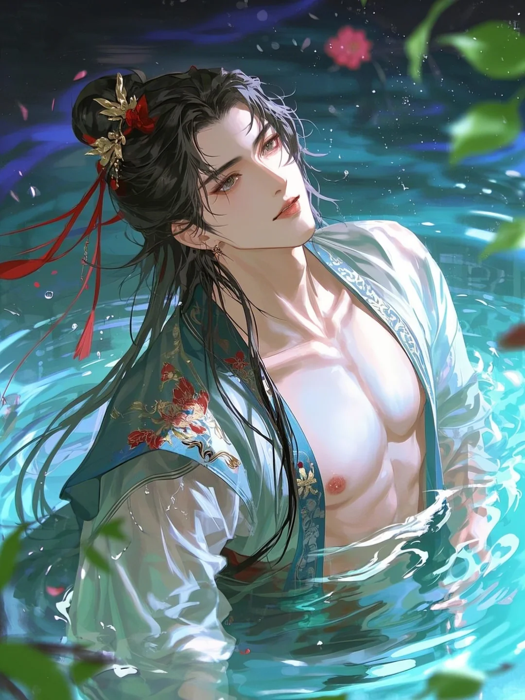 古风美男出浴｜夫君，和你一起来沐浴吧🥰