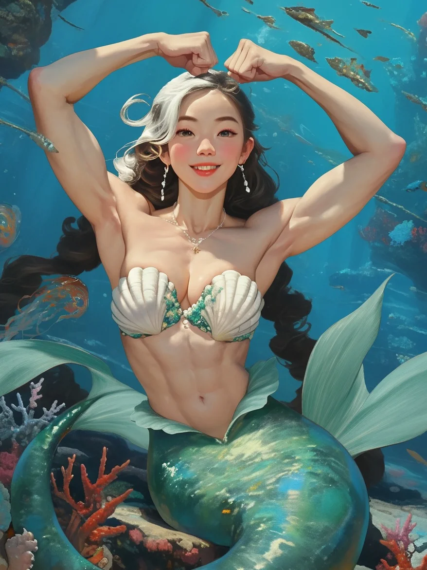 美人鱼也健身了。