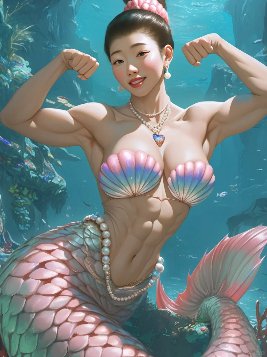 美人鱼也健身了。