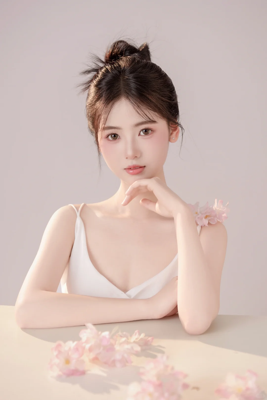 韩系轻氧肖像风～花与纯欲少女
