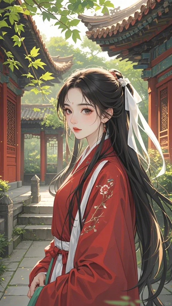 长发飘飘，身姿婀娜，古风佳人韵自华。