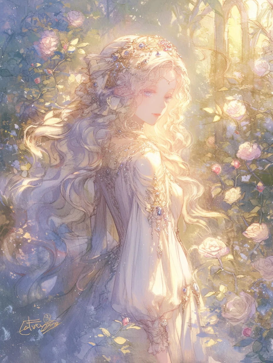 光笼罩的少女