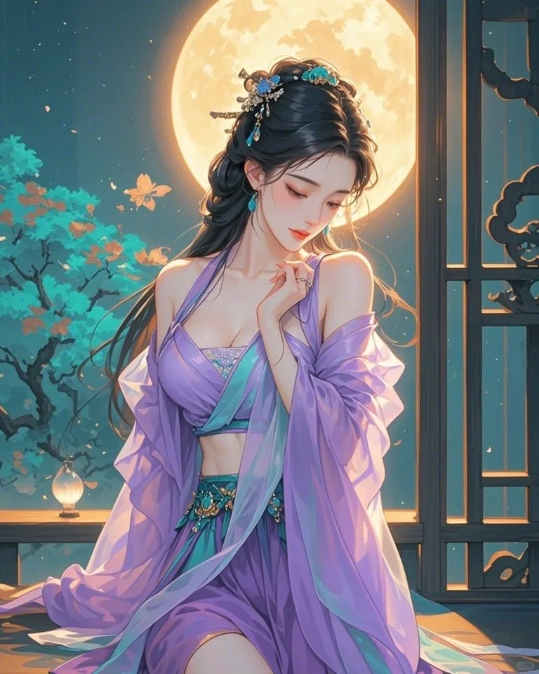 妆容淡雅眉间画， 气质雍容世所夸。