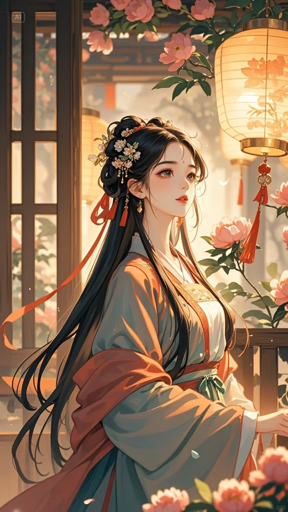 长发飘飘，身姿婀娜，古风佳人韵自华。
