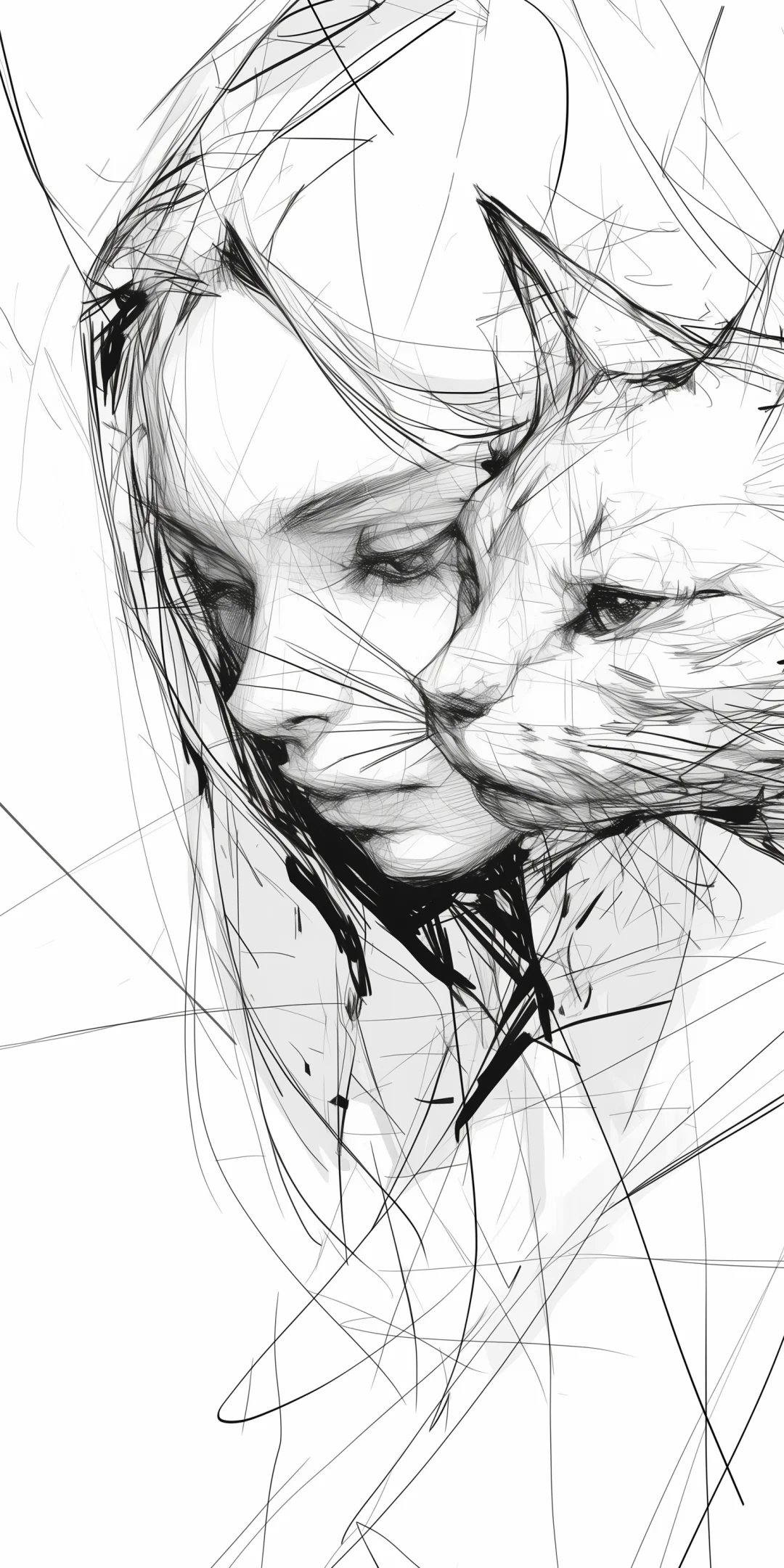 猫咪与少女1 ｜ 素描画分享