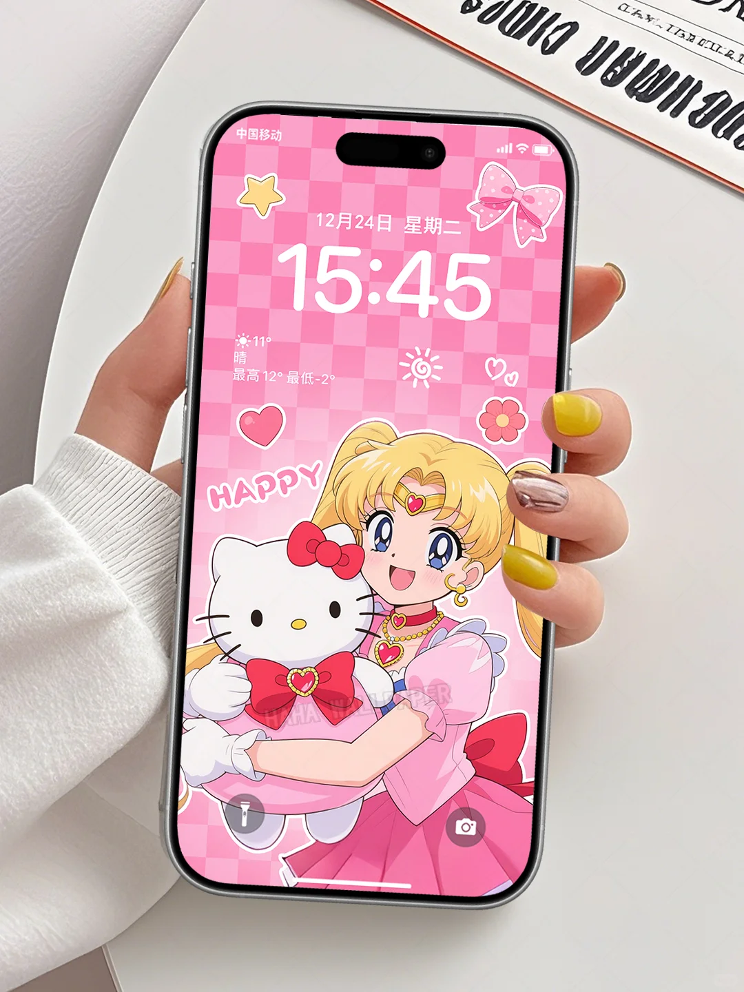 423｜美少女和Kitty贴贴🤗｜手机壁纸