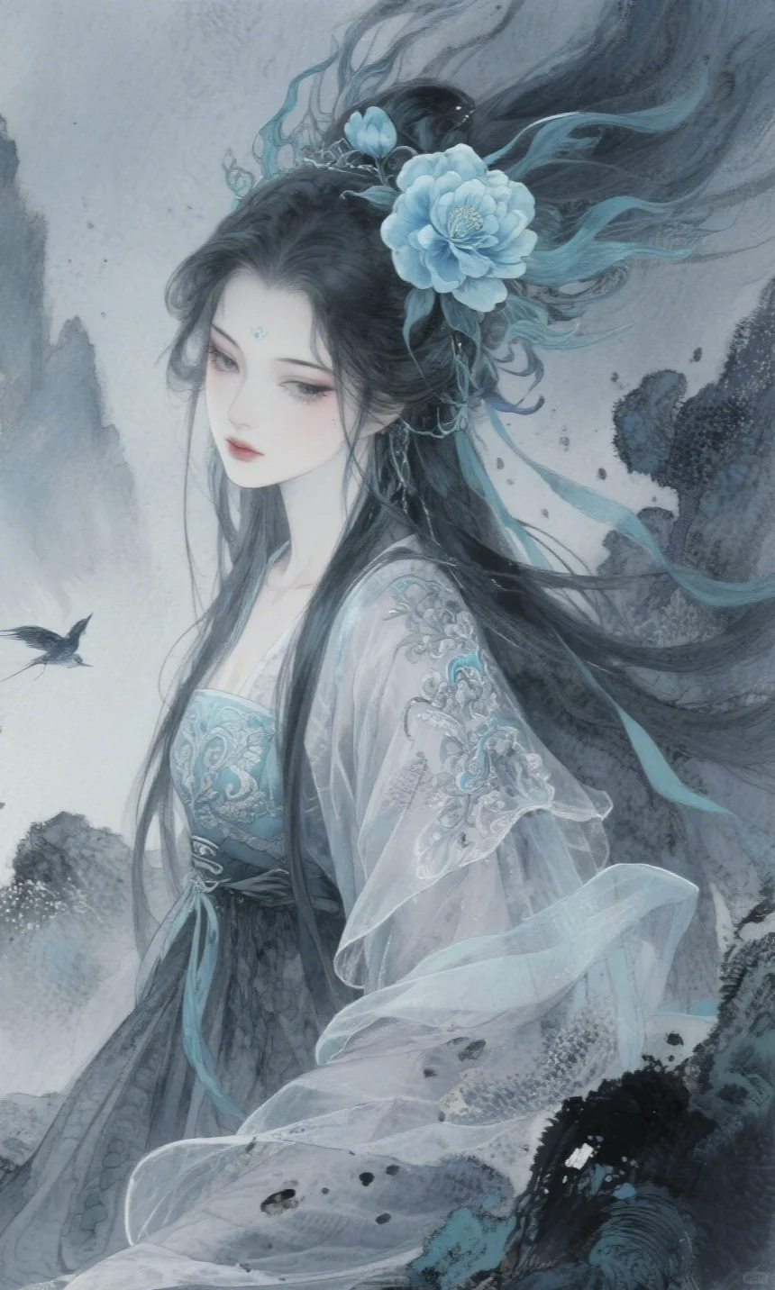 水墨国风美人 | 一眼万年的清冷仙姬