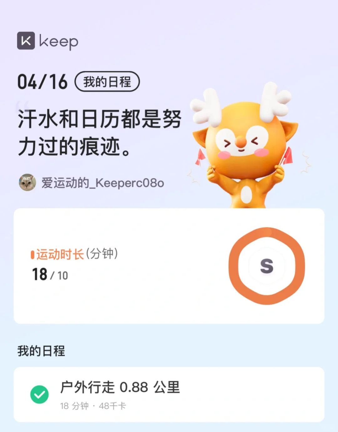 今日运动打卡完成✔️