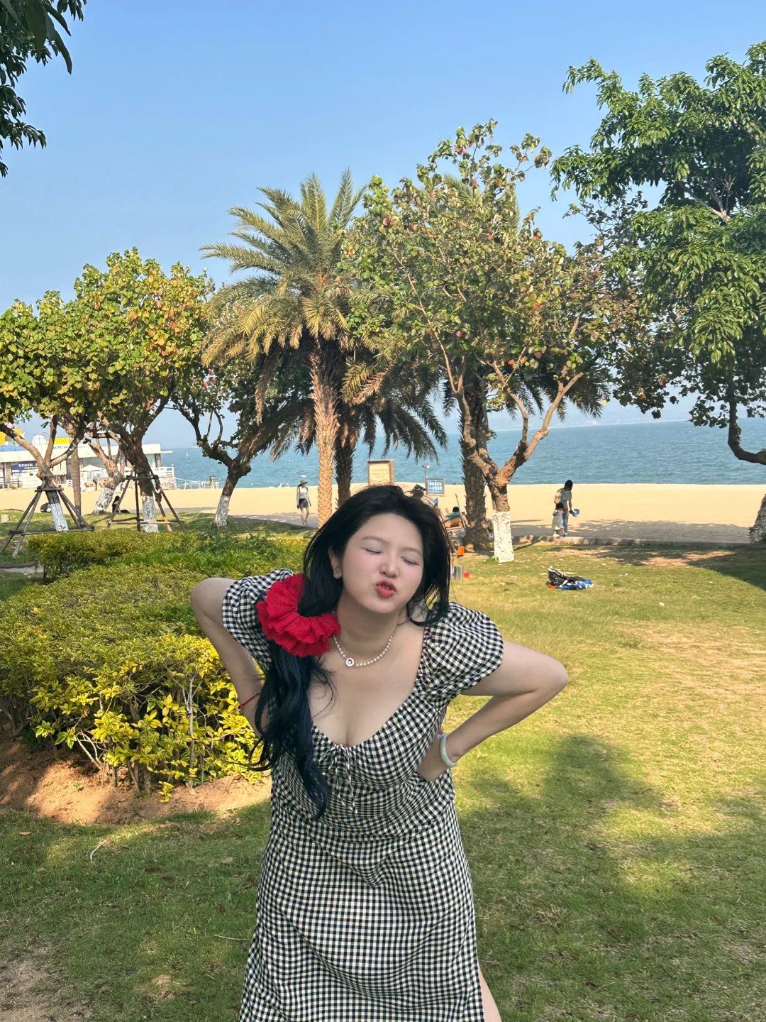 微胖女孩海边拍照穿搭🌊
