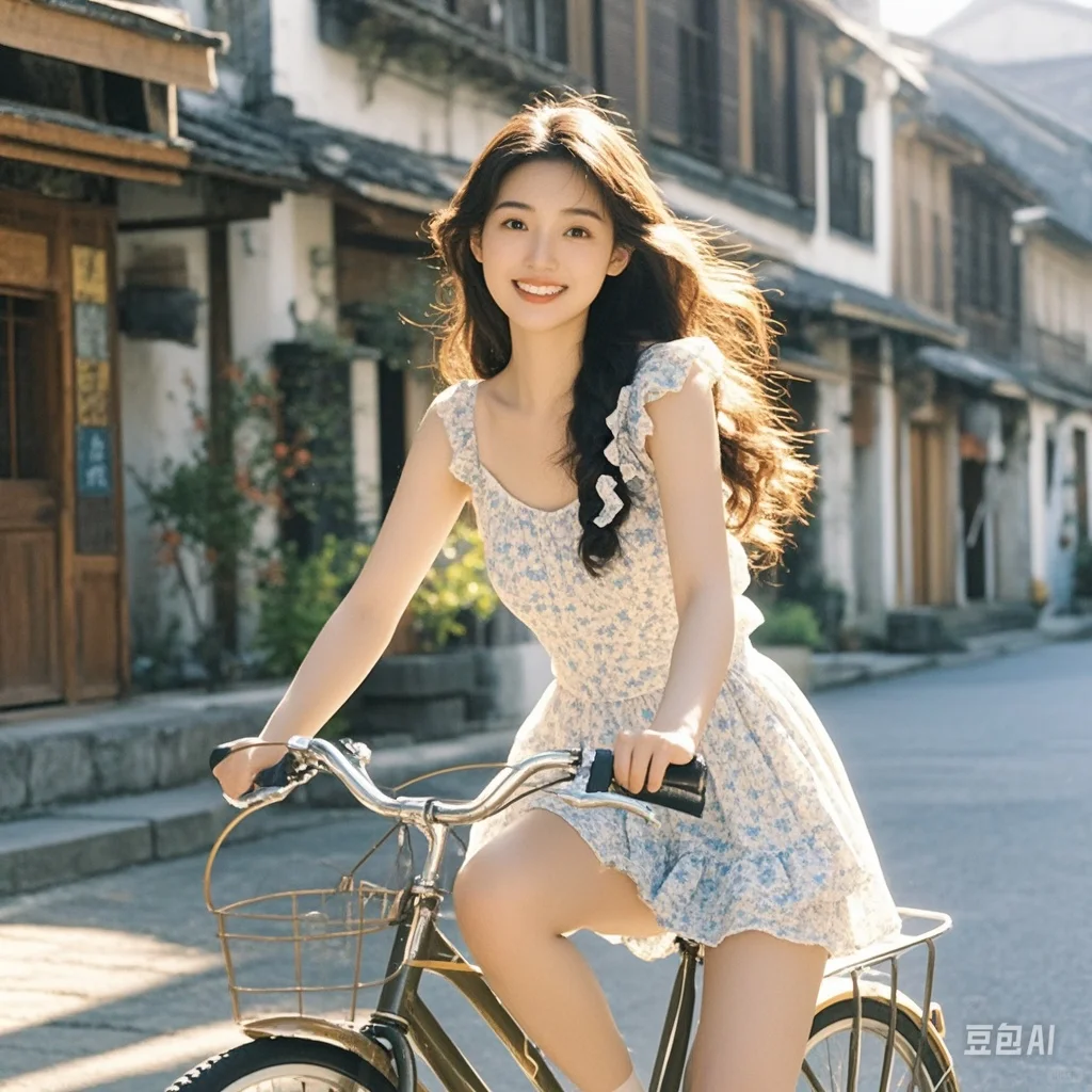 骑车美女