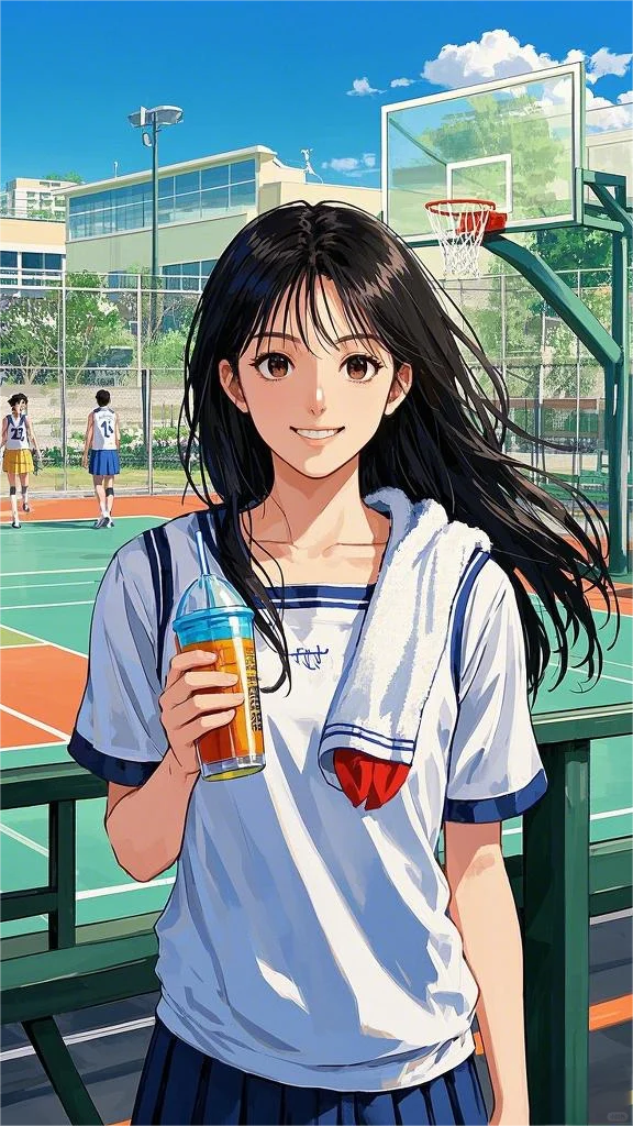 🏀阳光下的篮球少女，活力满满的一天！✨