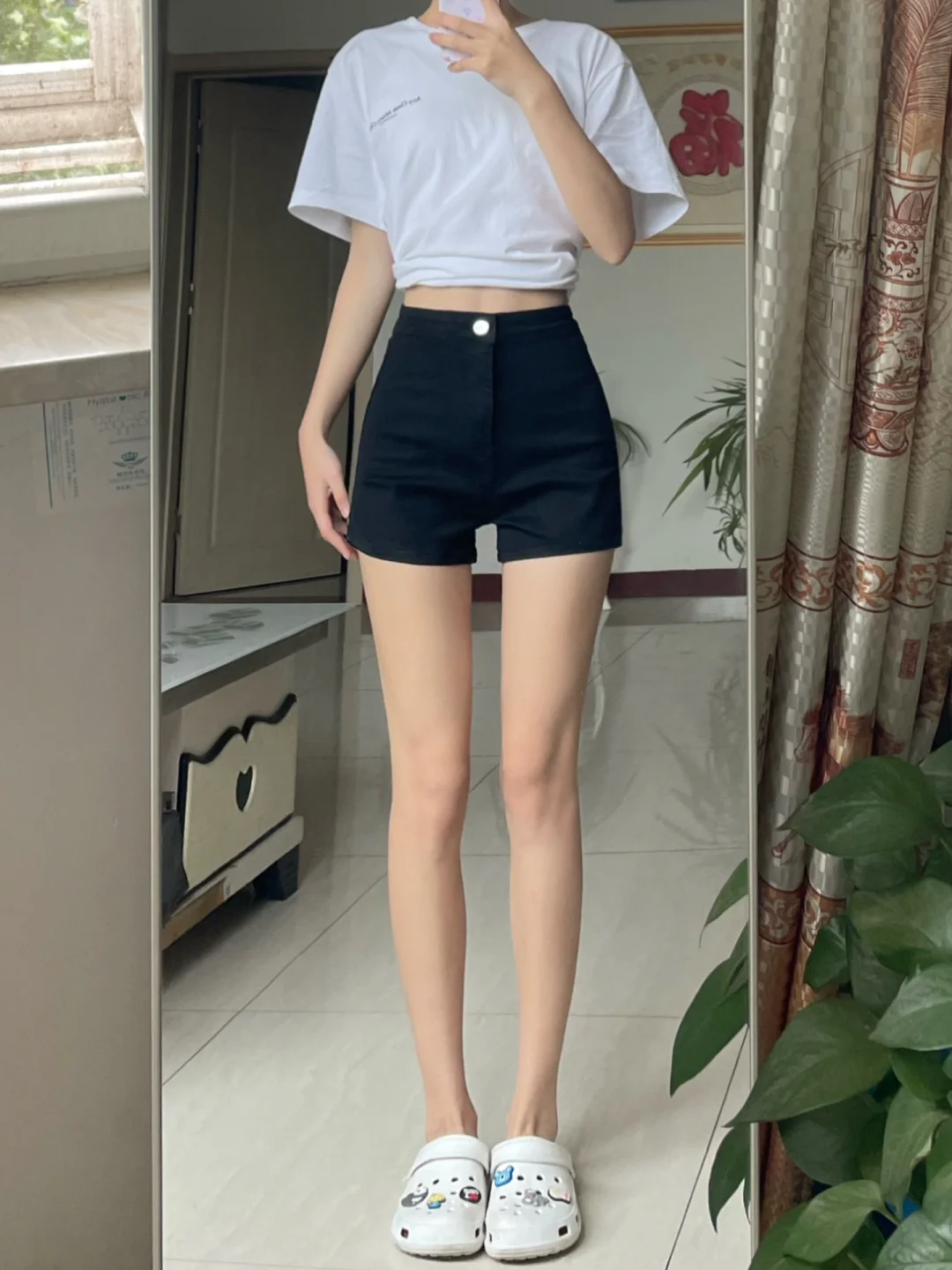 黑色热裤！好爱这条短裤！好辣！百搭显瘦‼️