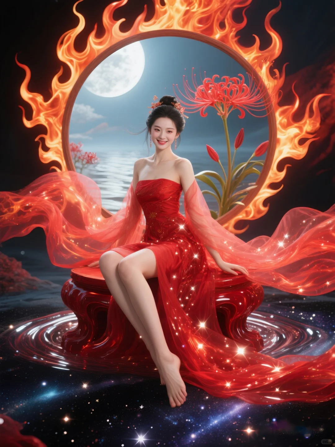 红红红，火焱燚，镜里寻她千百度