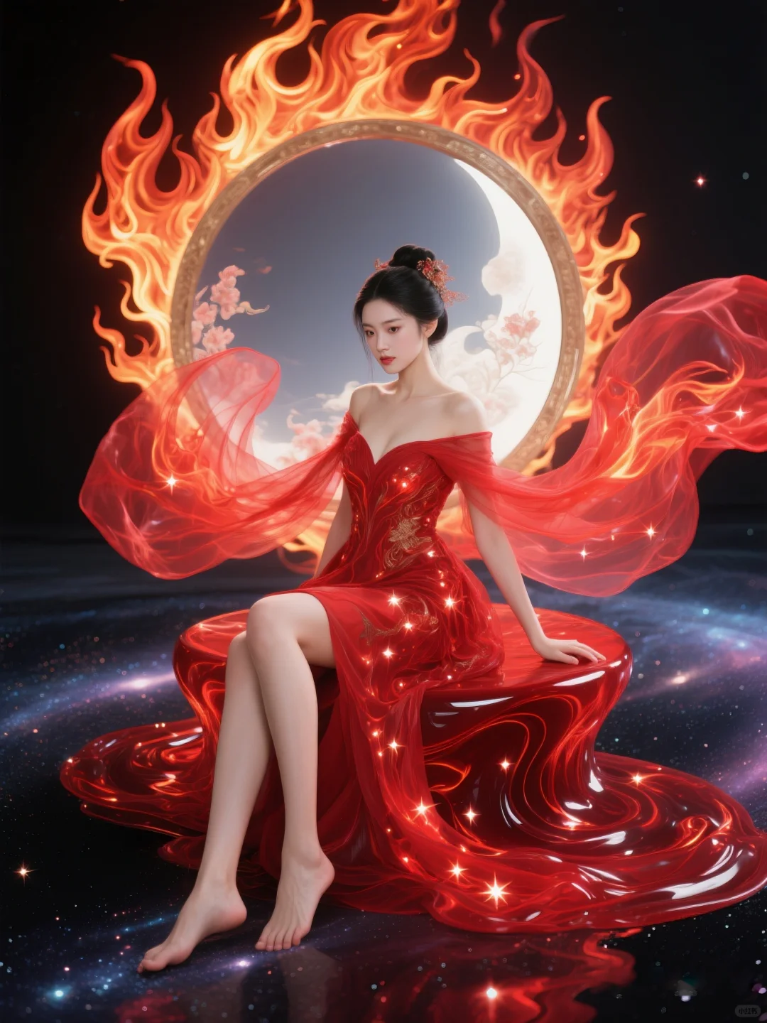 红红红，火焱燚，镜里寻她千百度