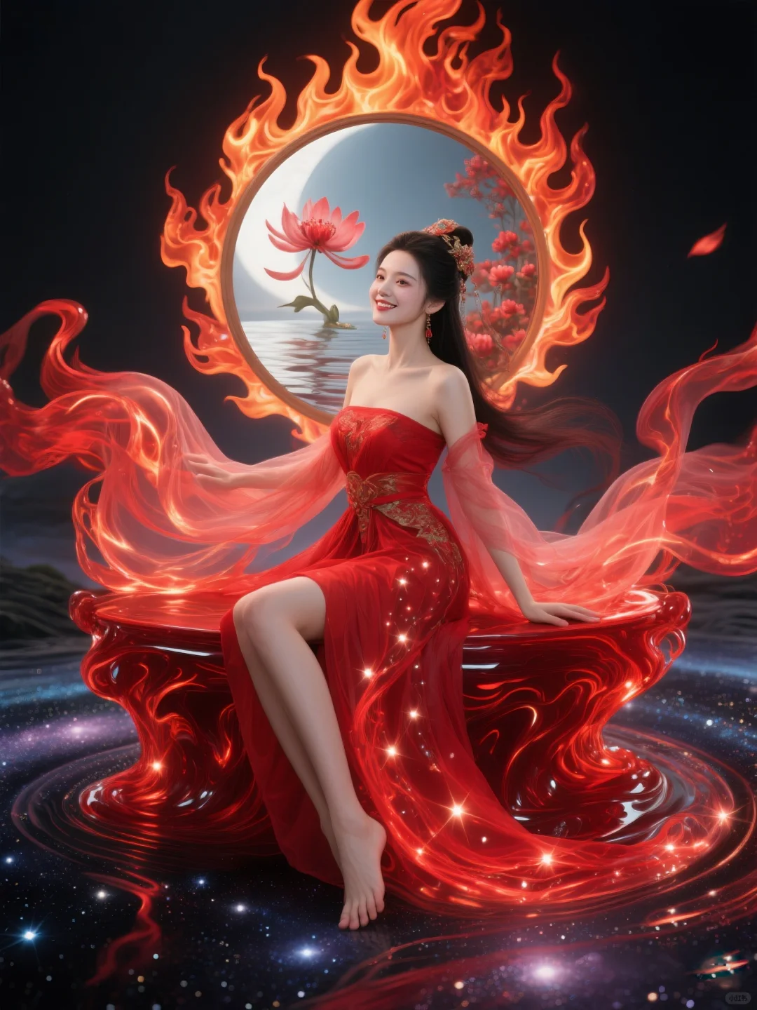 红红红，火焱燚，镜里寻她千百度