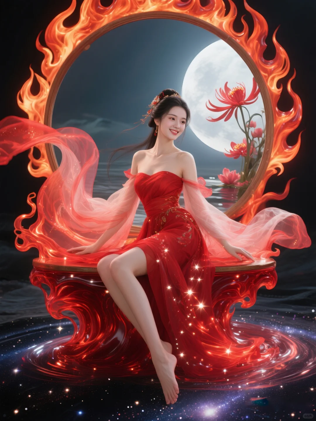 红红红，火焱燚，镜里寻她千百度