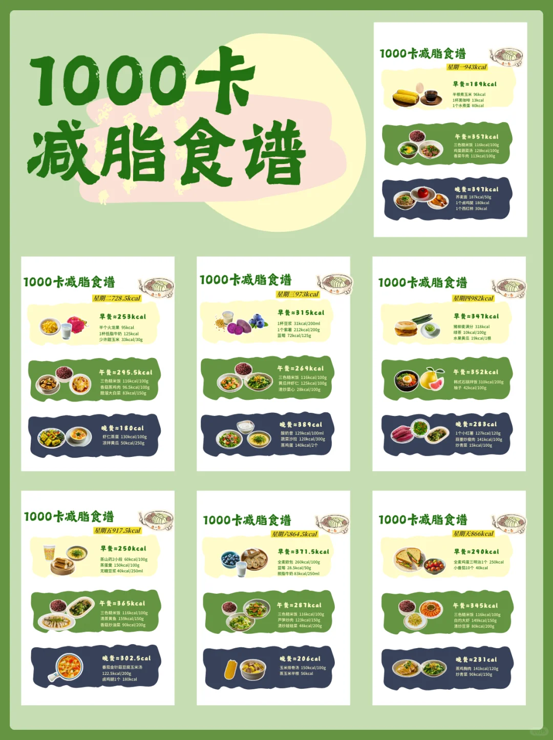 一天1000大卡都吃什么？附含热量明细！