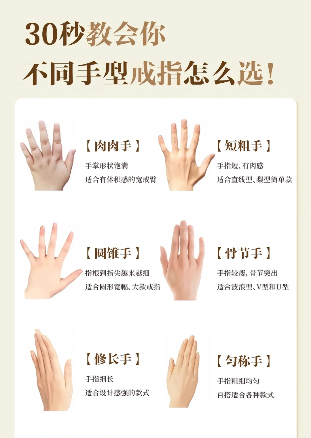 教你如何看手型，挑戒指？