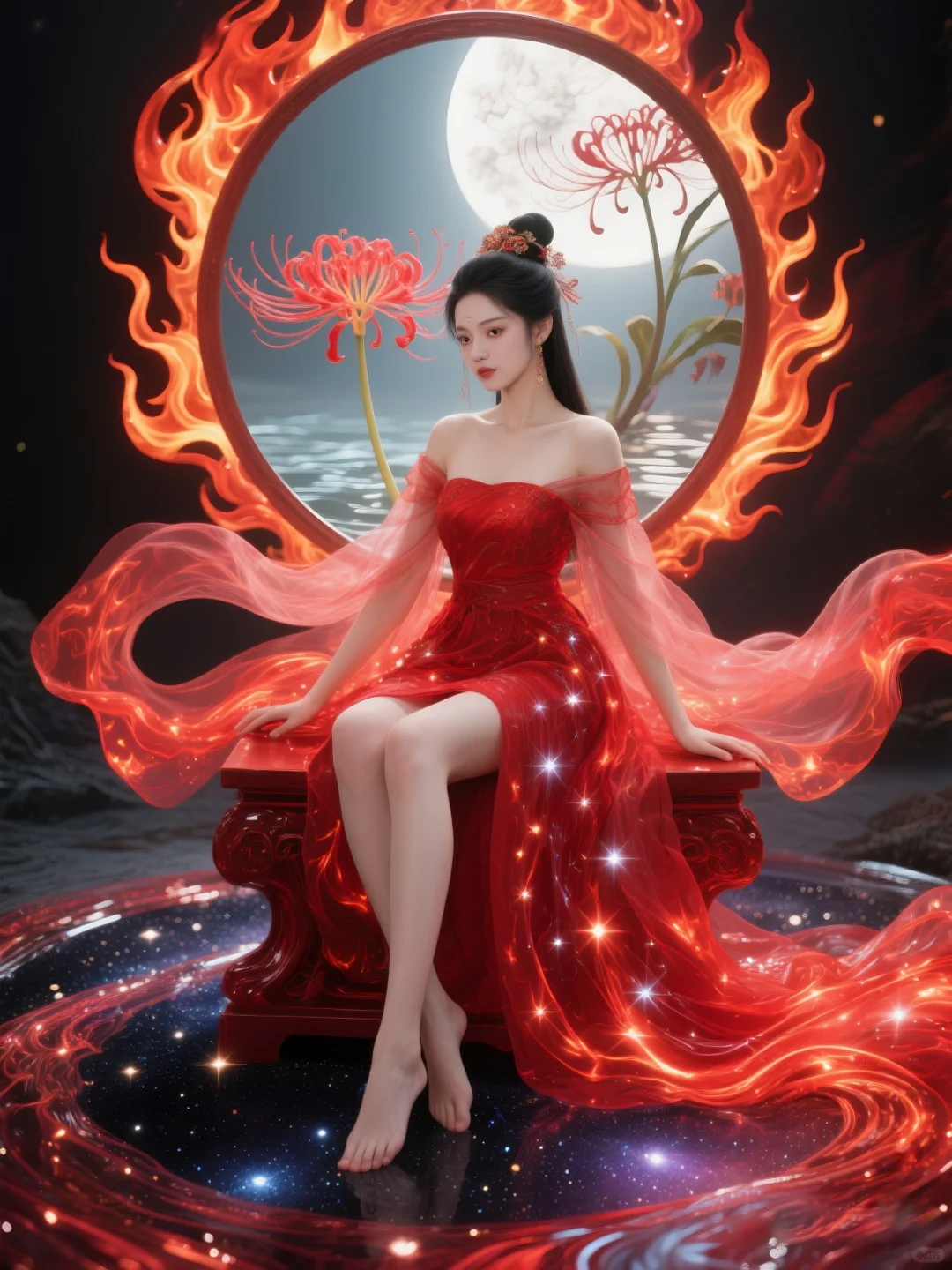 红红红，火焱燚，镜里寻她千百度
