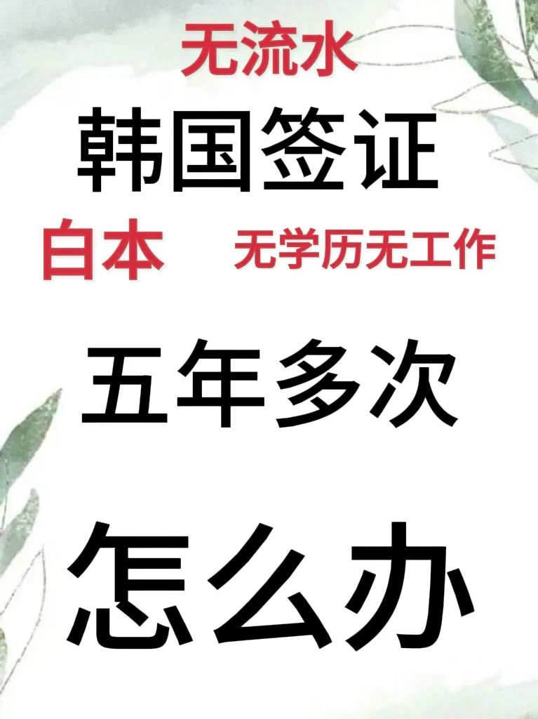 无业 无社保 怎么申请韩国五年签！想多次