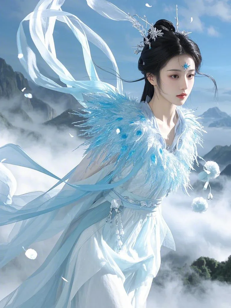 AI作图第190次（冰羽逸身・仙梦古风仙姬）