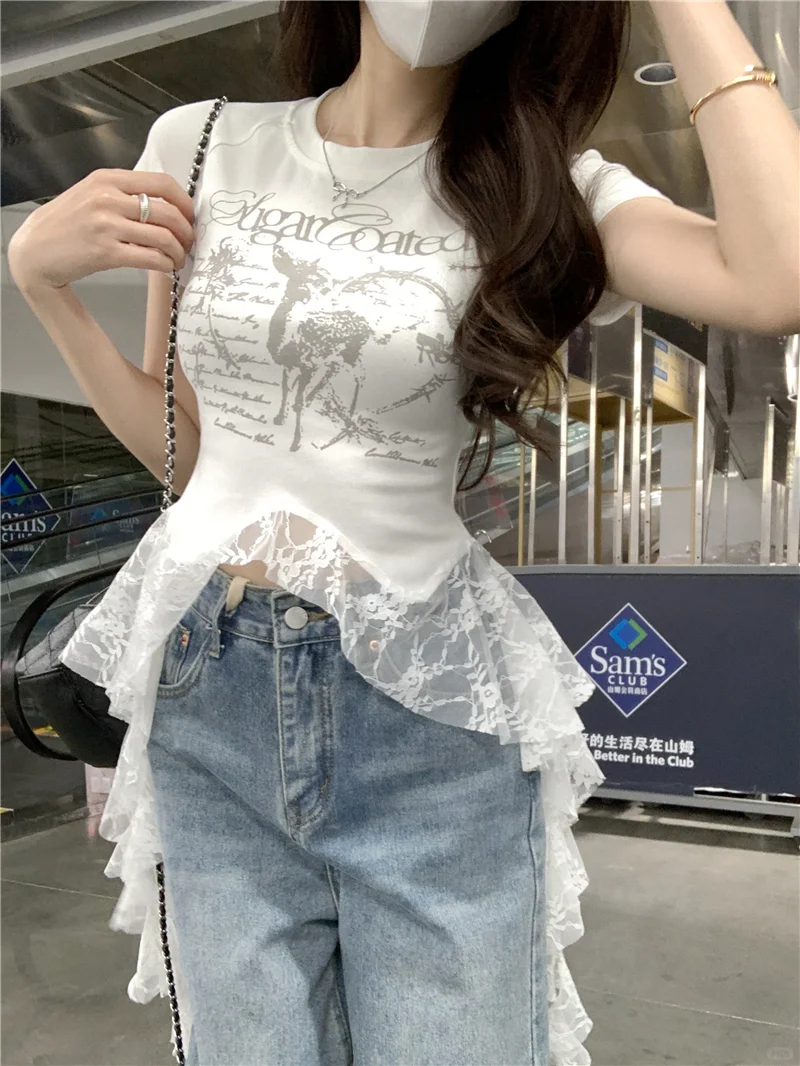 蕾丝花边辣妹上衣