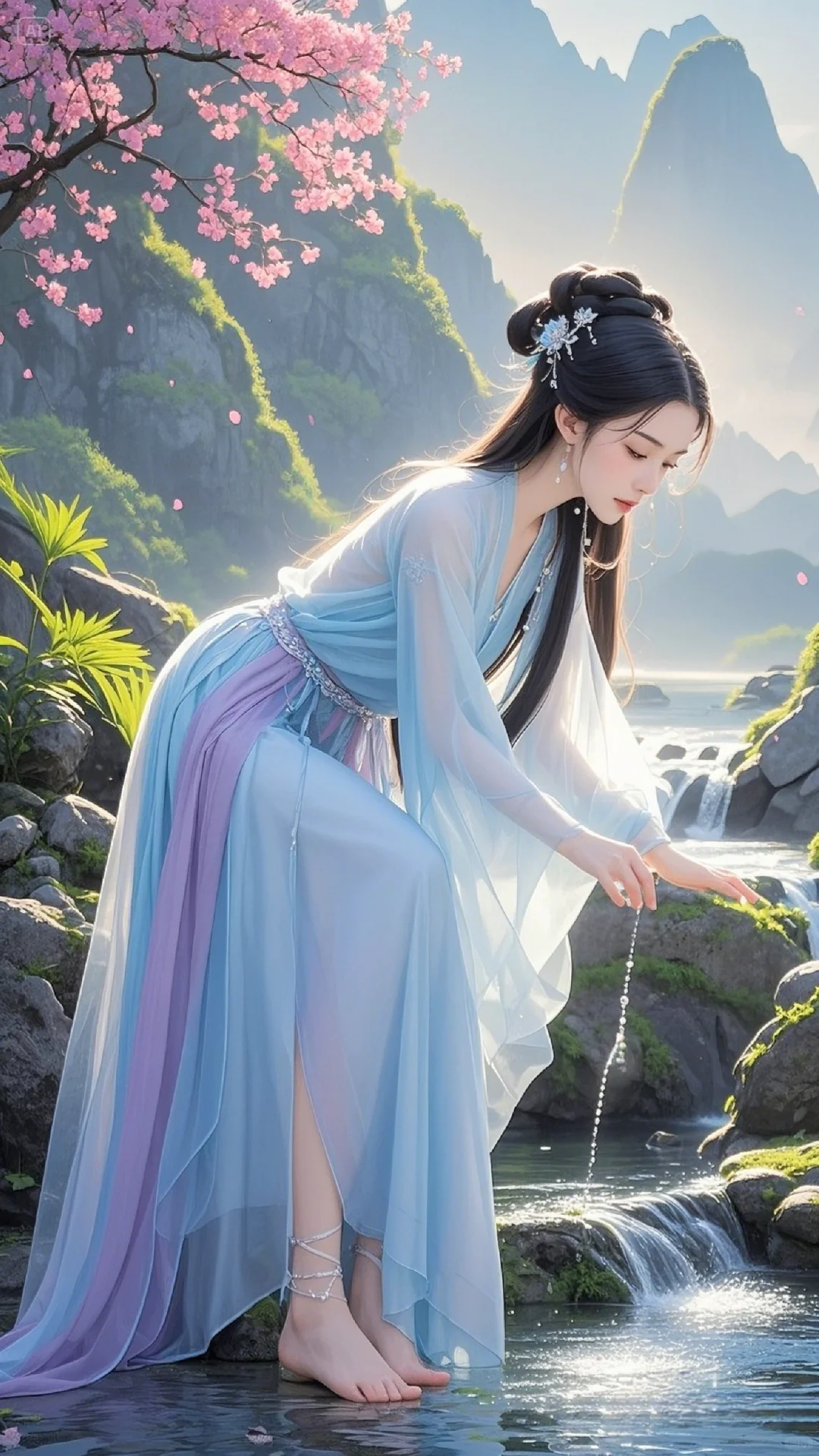 喜欢玩水的古风美人
