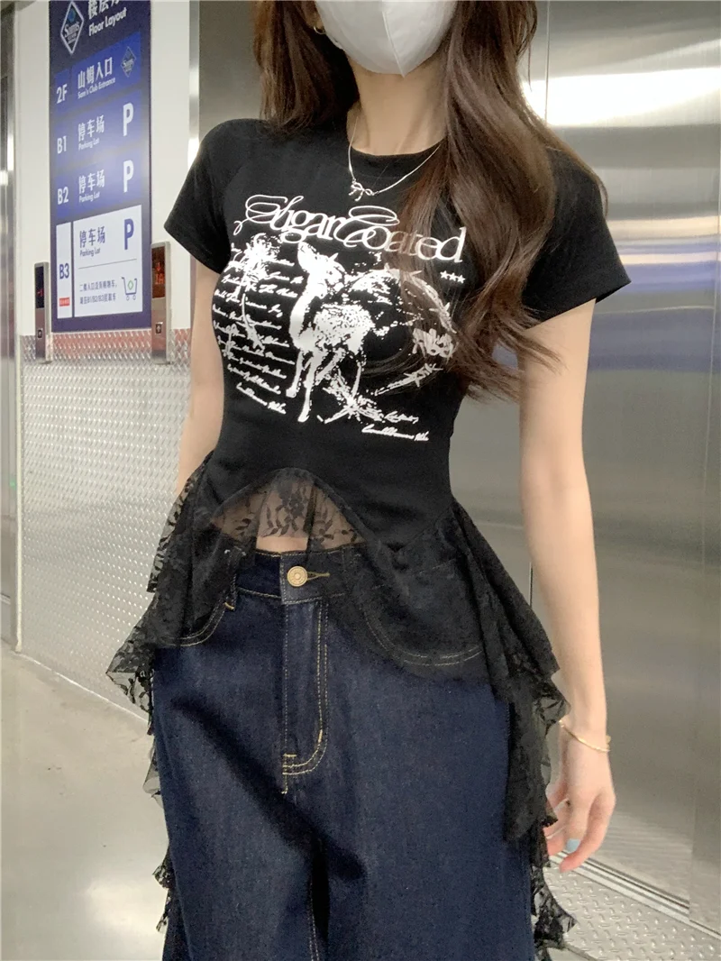 蕾丝花边辣妹上衣