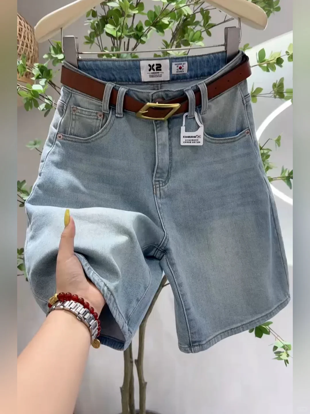 复古蓝色牛仔短裤女2024新款牛仔短裤女