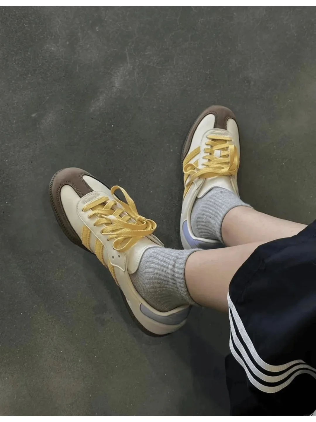 撞色条纹T头复古德训鞋女2025春季新款