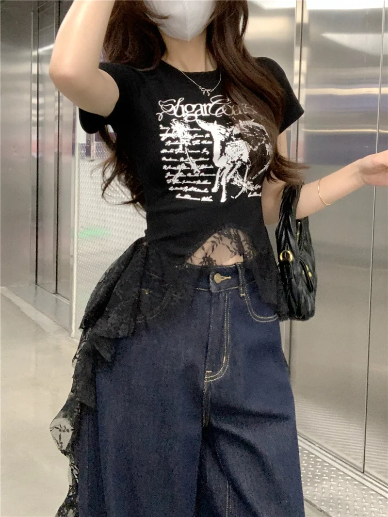 蕾丝花边辣妹上衣
