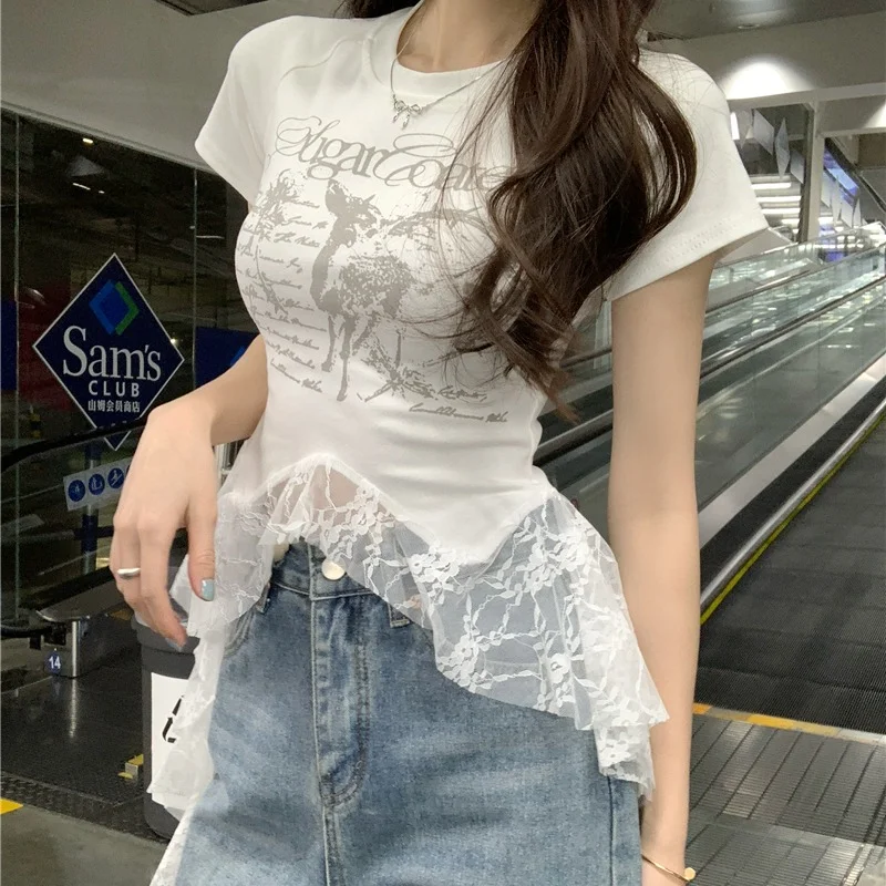 蕾丝花边辣妹上衣