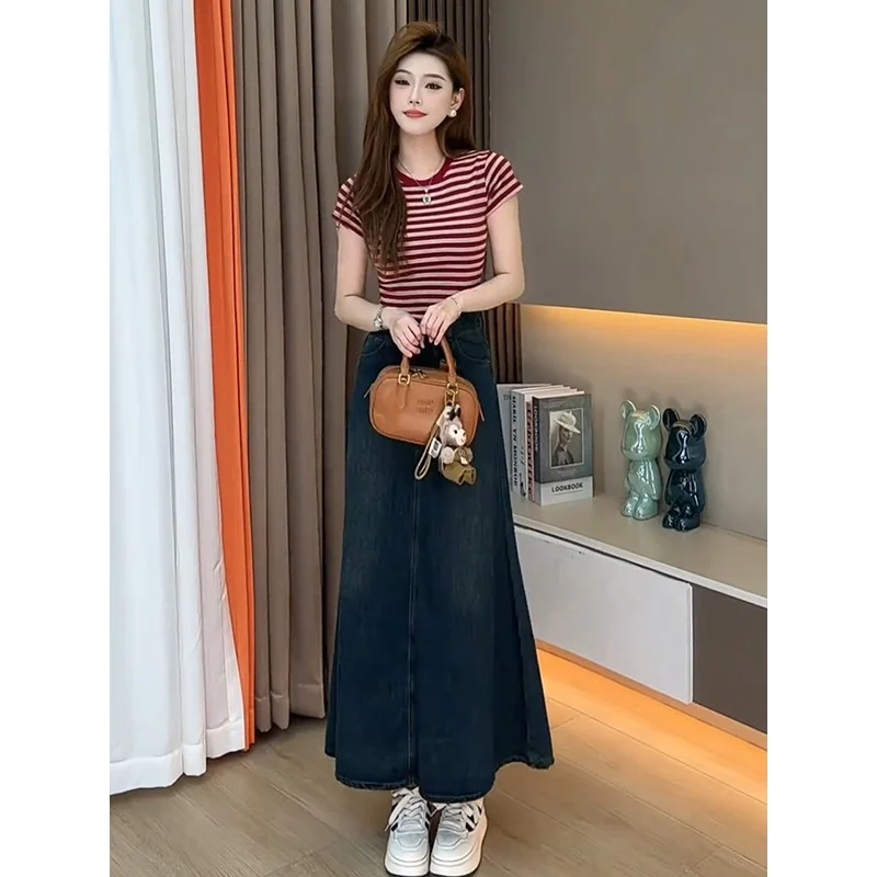 辣妹风复古时尚套装女2025夏季新款条纹