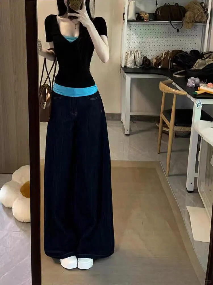 近期超火热的拼接蓝黑短袖来啦~