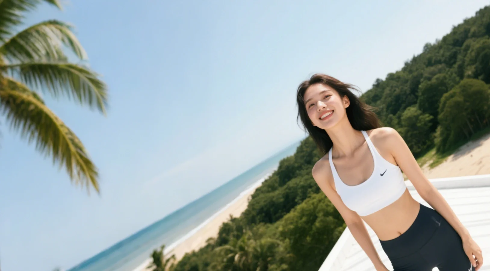 运动女孩健康阳光背景图AI