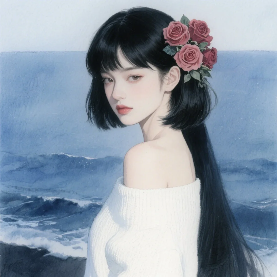 少女与玫瑰