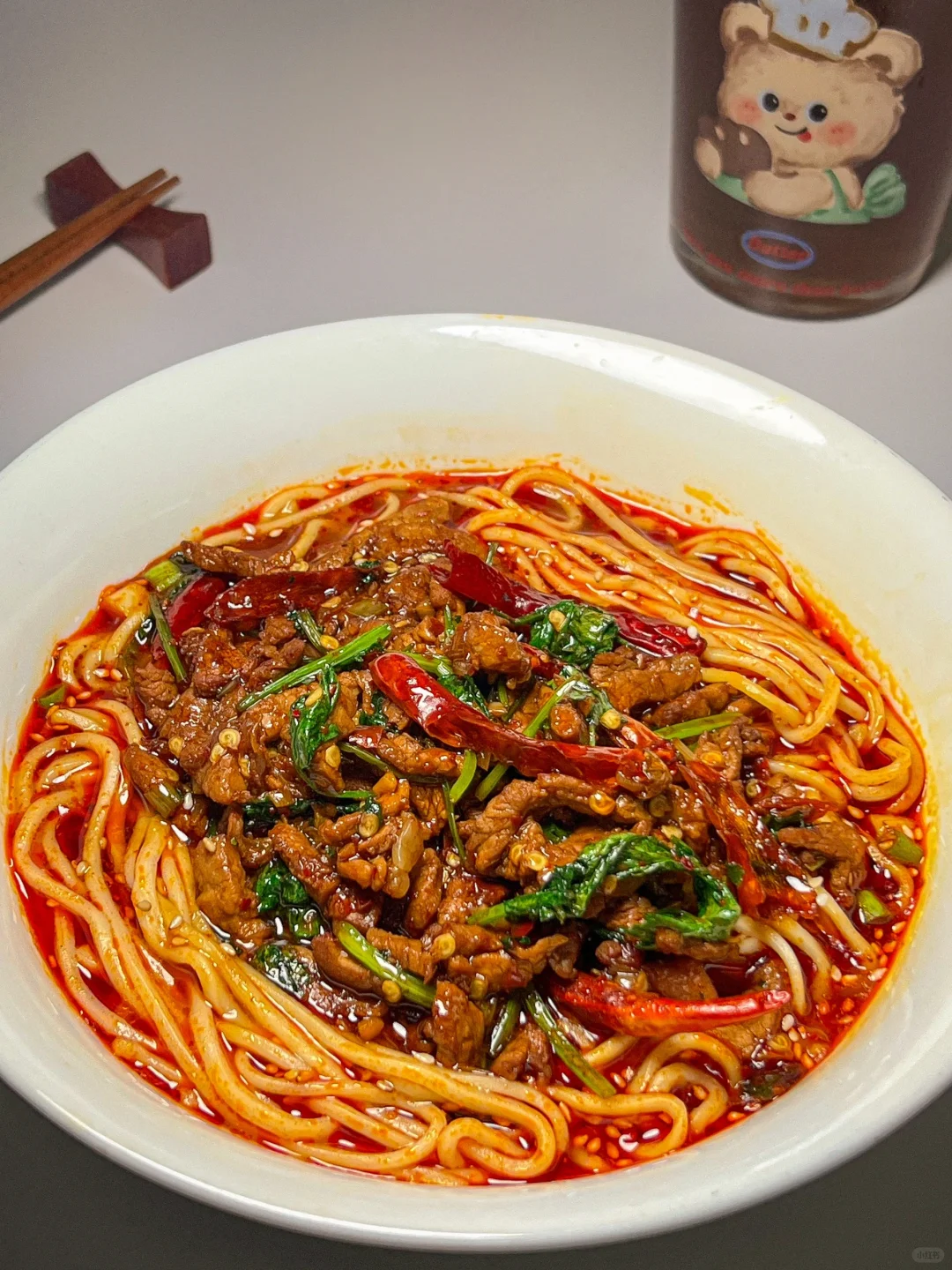 一人食｜我的幸福晚餐·͜·♡ 香辣肉丝拌面