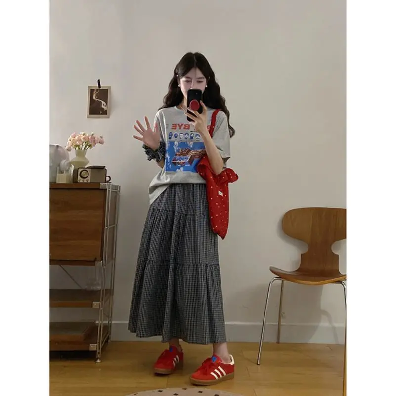 大码微胖休闲套装女夏季短袖上衣胖MM遮肚