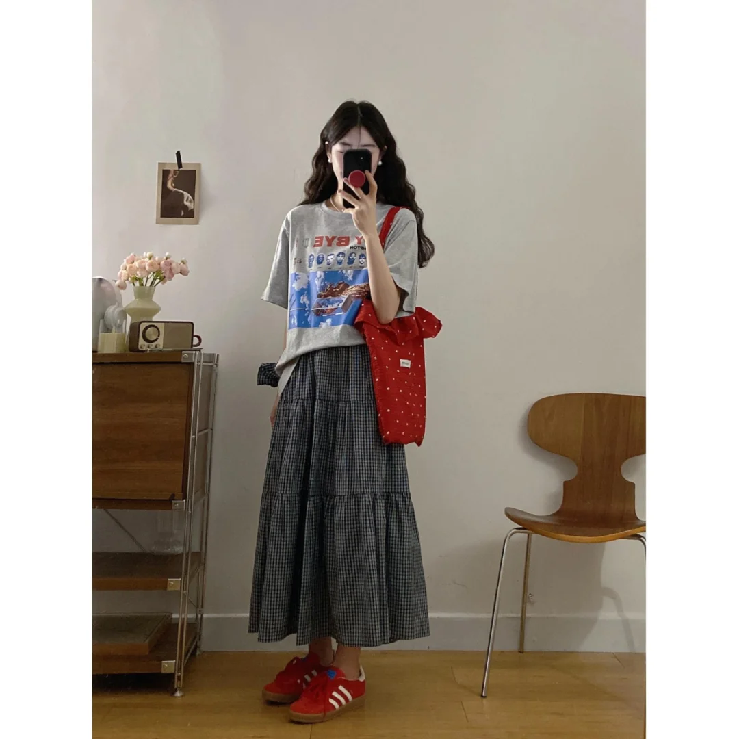 大码微胖休闲套装女夏季短袖上衣胖MM遮肚