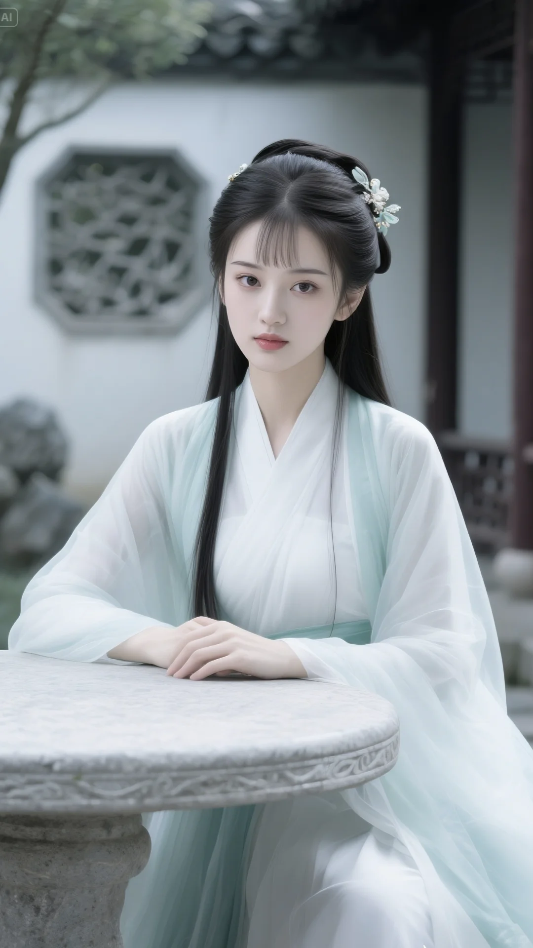 轻纱遮月影，素手拈花迟