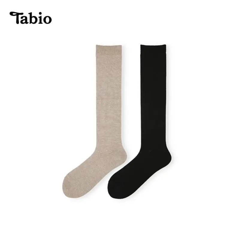 Tabio日系小腿袜女秋冬黑色显瘦袜子女