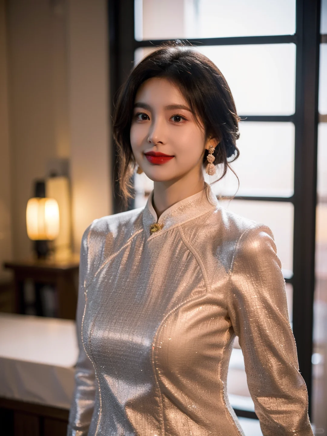 白色旗袍尽显东方美女魅力