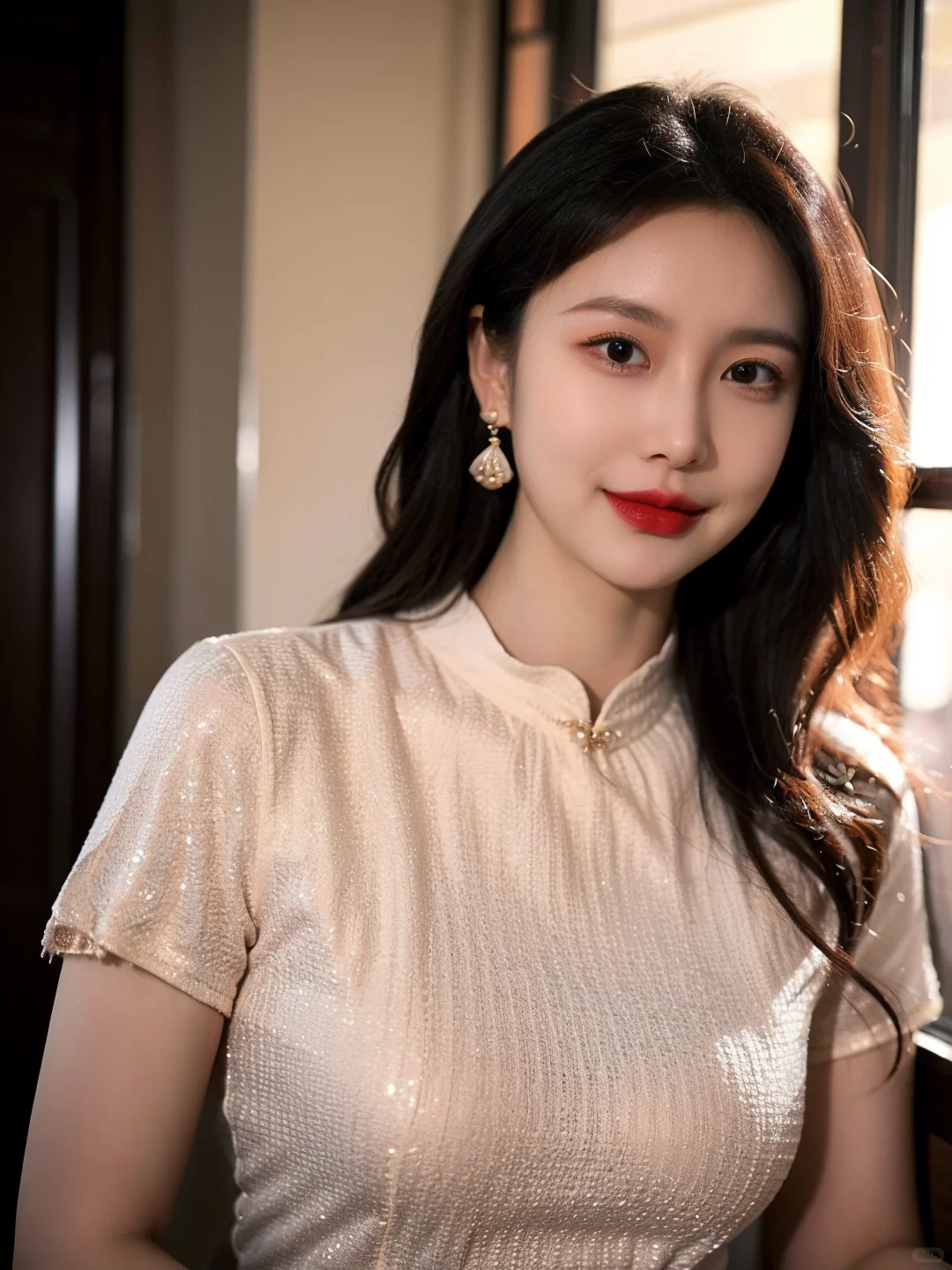白色旗袍尽显东方美女魅力
