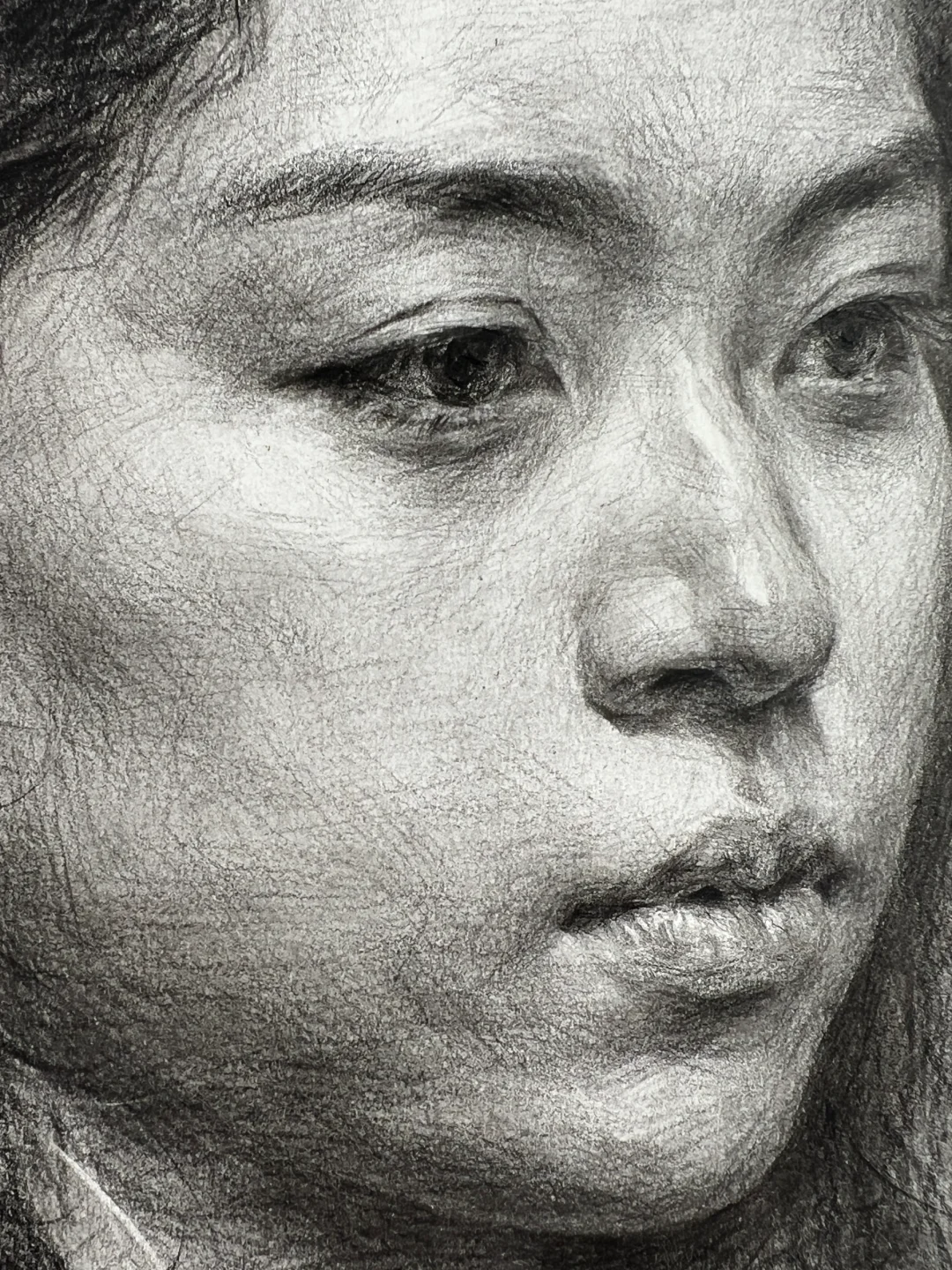 素描女青年长发标准步骤图