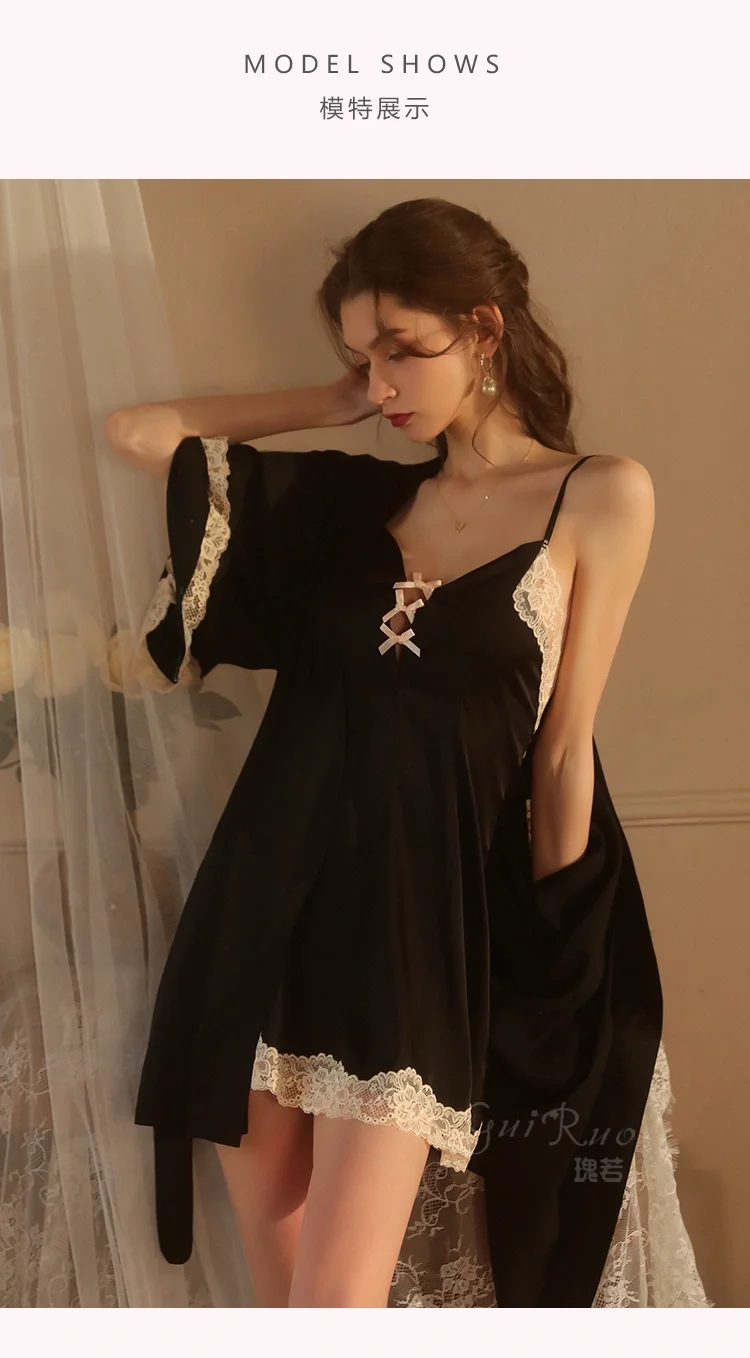 性感深V蝴蝶结睡衣👗