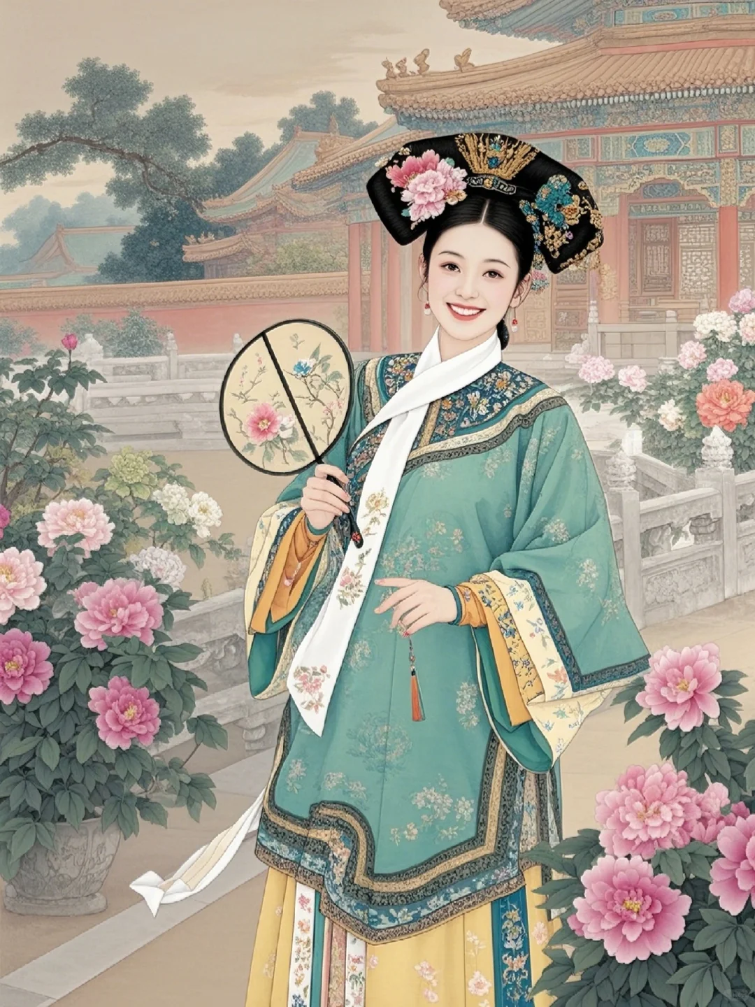 甄嬛传御园逢淳儿 扇舞花映笑嫣然
