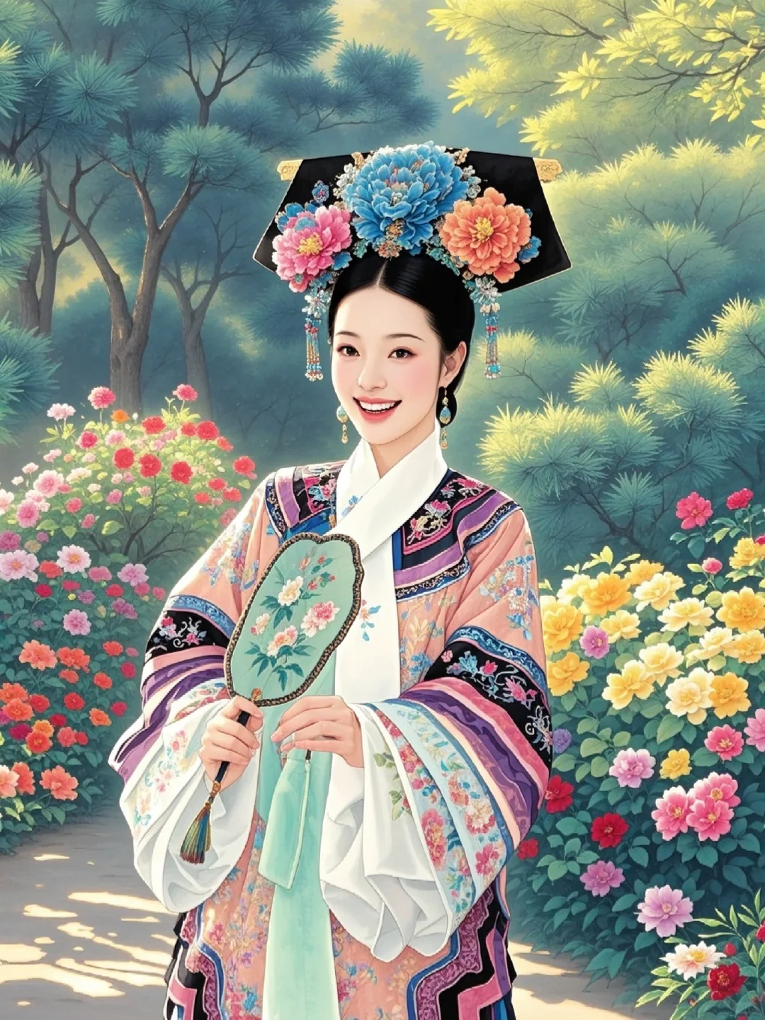 甄嬛传御园逢淳儿 扇舞花映笑嫣然