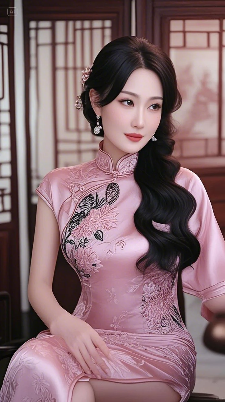 粉色旗袍真的好绝，穿上秒变民国温柔