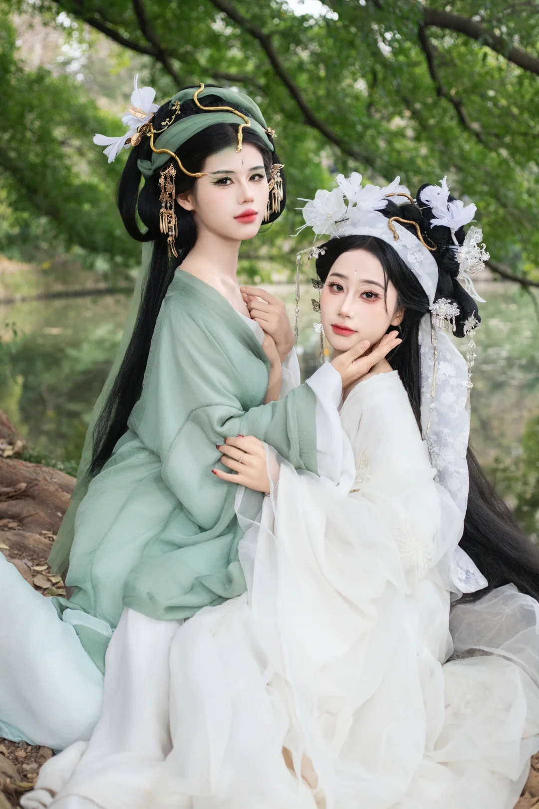 青白蛇汉服闺蜜照~温柔至极~
